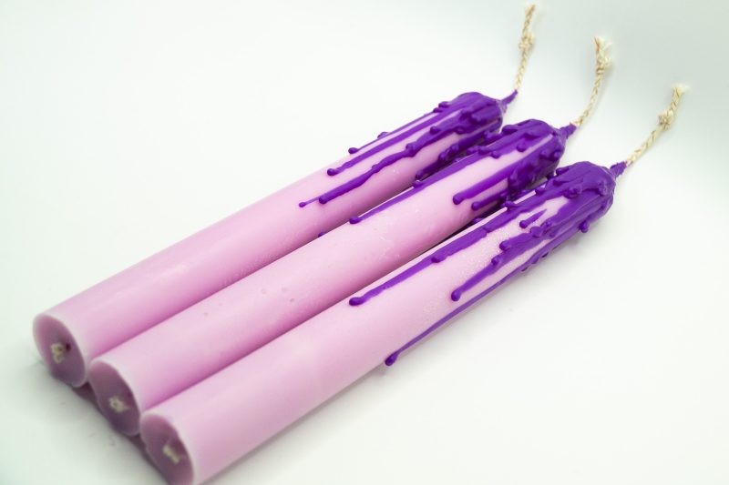 Drip-Tease Taper Candles | Set of 3 | Purple 21cm Hand-Poured Drip Candles | Sculptural, Moody