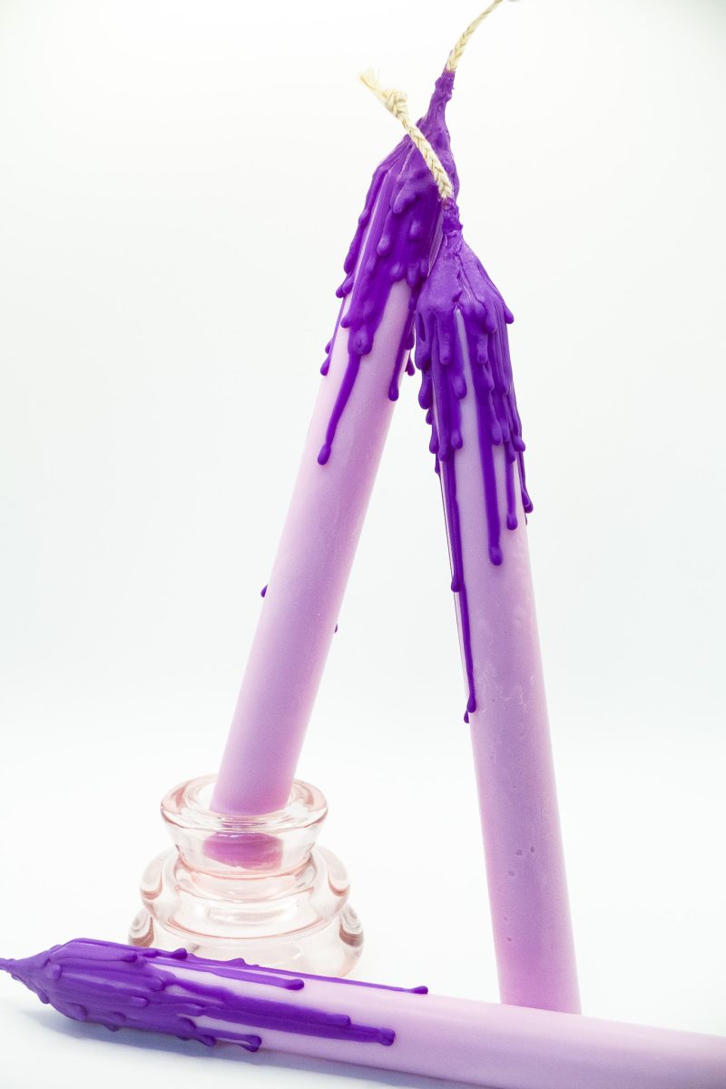 Drip-Tease Taper Candles | Set of 3 | Purple 21cm Hand-Poured Drip Candles | Sculptural, Moody