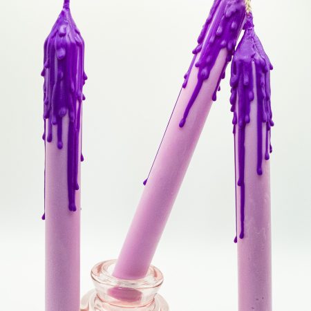 Drip-Tease Taper Candles | Set of 3 | Purple 21cm Hand-Poured Drip Candles | Sculptural, Moody