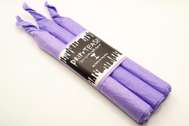 Drip-Tease Taper Candles | Set of 3 | Purple 21cm Hand-Poured Drip Candles | Sculptural, Moody