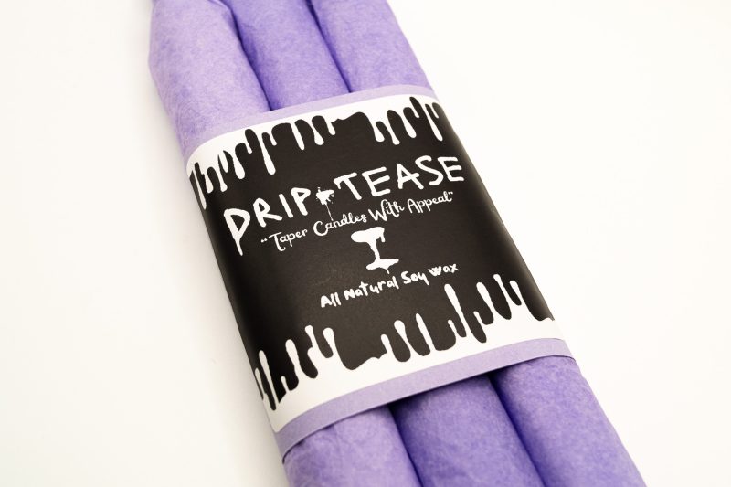 Drip-Tease Taper Candles | Set of 3 | Purple 21cm Hand-Poured Drip Candles | Sculptural, Moody