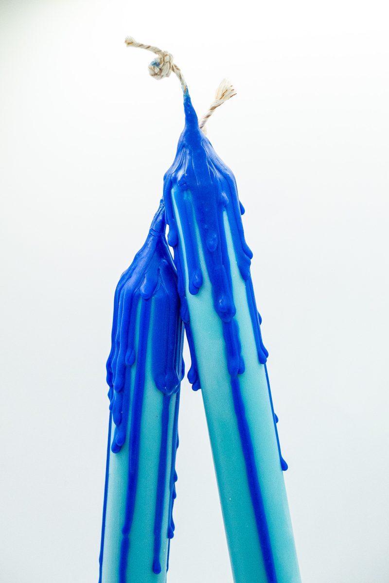 Drip-Tease Taper Candles | Set of 3 | Blue 21cm Hand-Poured Drip Candles | Sculptural, Moody