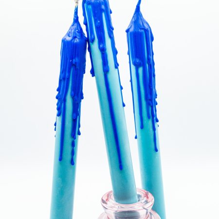 Drip-Tease Taper Candles | Set of 3 | Blue 21cm Hand-Poured Drip Candles | Sculptural, Moody