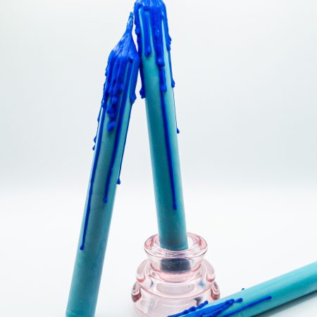 Drip-Tease Taper Candles | Set of 3 | Blue 21cm Hand-Poured Drip Candles | Sculptural, Moody