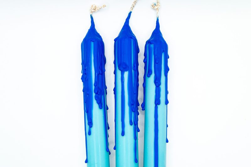 Drip-Tease Taper Candles | Set of 3 | Blue 21cm Hand-Poured Drip Candles | Sculptural, Moody