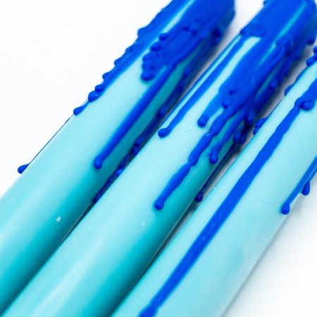 Drip-Tease Taper Candles | Set of 3 | Blue 21cm Hand-Poured Drip Candles | Sculptural, Moody