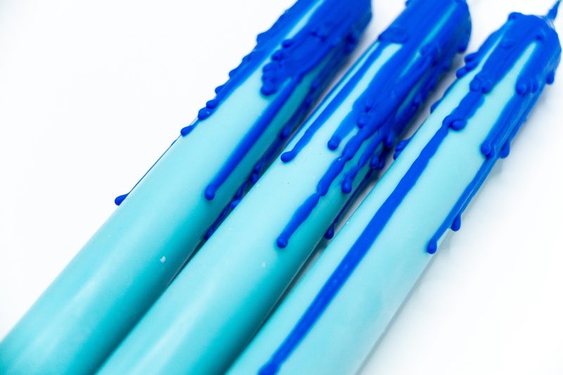 Drip-Tease Taper Candles | Set of 3 | Blue 21cm Hand-Poured Drip Candles | Sculptural, Moody