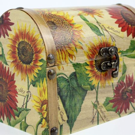 Treasure Chest, Wood handmade keepsake jewellery, memories box, Sunflowers Garden