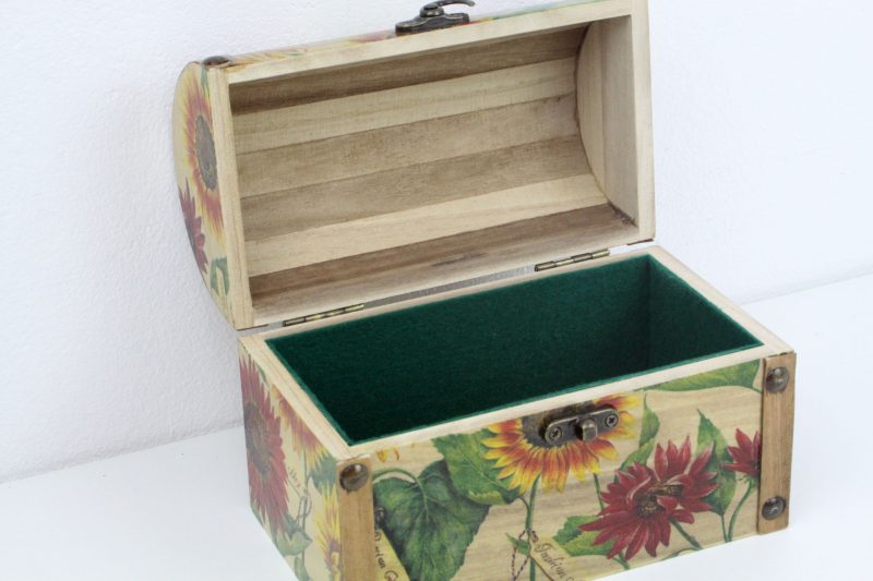 Treasure Chest, Wood handmade keepsake jewellery, memories box, Sunflowers Garden