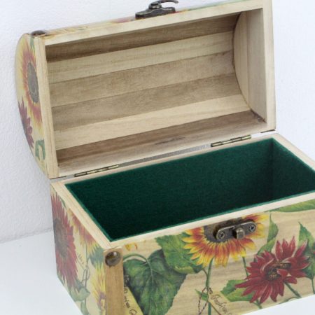 Treasure Chest, Wood handmade keepsake jewellery, memories box, Sunflowers Garden