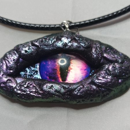 Handmade Polymer Clay Dragon Eye Pendant Necklace, Lightweight