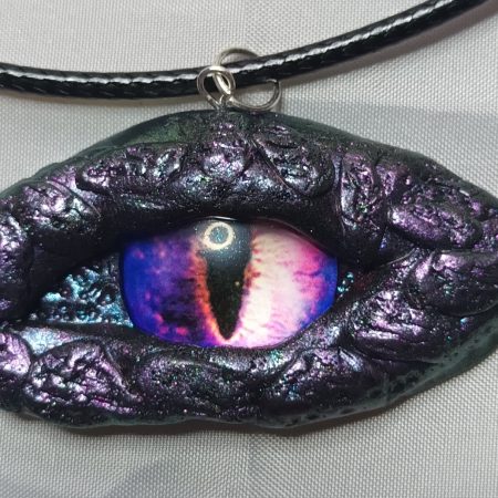 Handmade Polymer Clay Dragon Eye Pendant Necklace, Lightweight