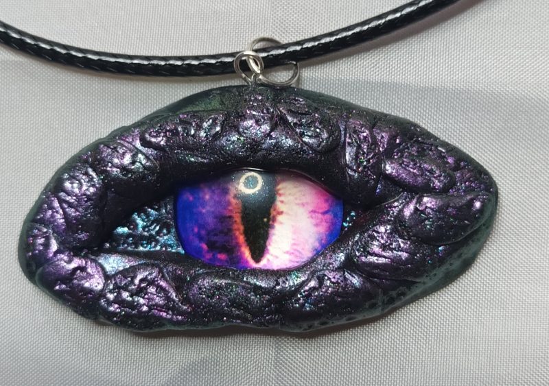 Handmade Polymer Clay Dragon Eye Pendant Necklace, Lightweight