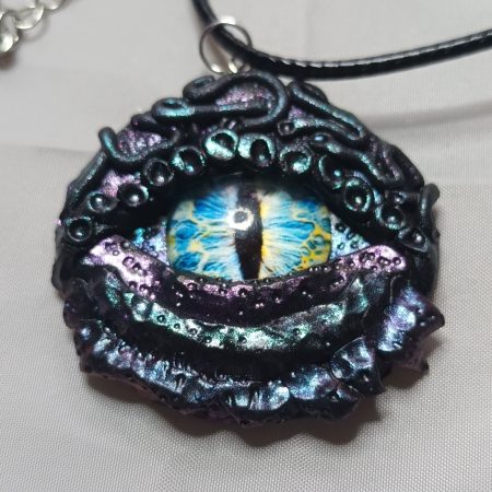Handmade Polymer Clay Dragon Eye Pendant Necklace, Lightweight