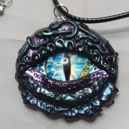 Handmade Polymer Clay Dragon Eye Pendant Necklace, Lightweight