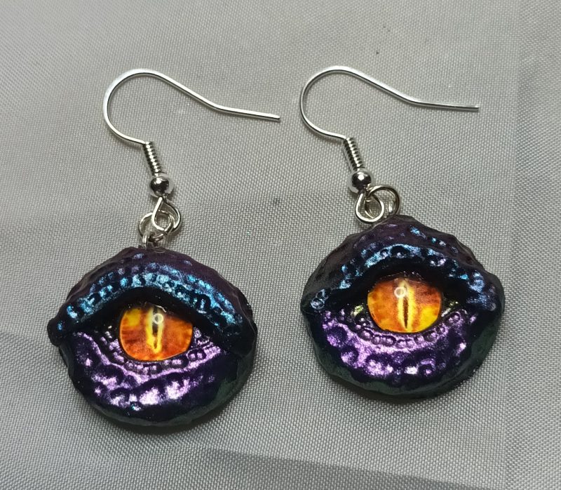 Handmade Polymer Clay Dragon Eye Earrings, Lightweight and Unique
