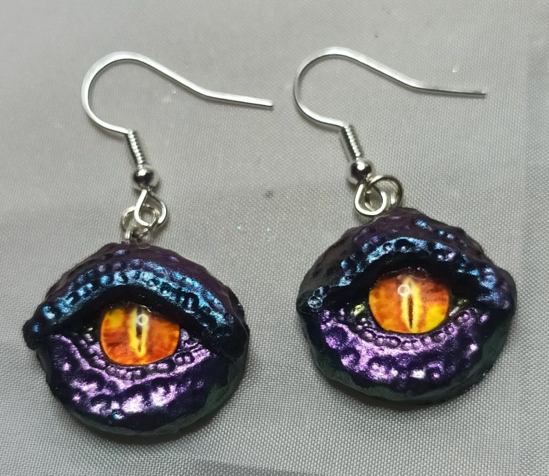 Handmade Polymer Clay Dragon Eye Earrings, Lightweight and Unique