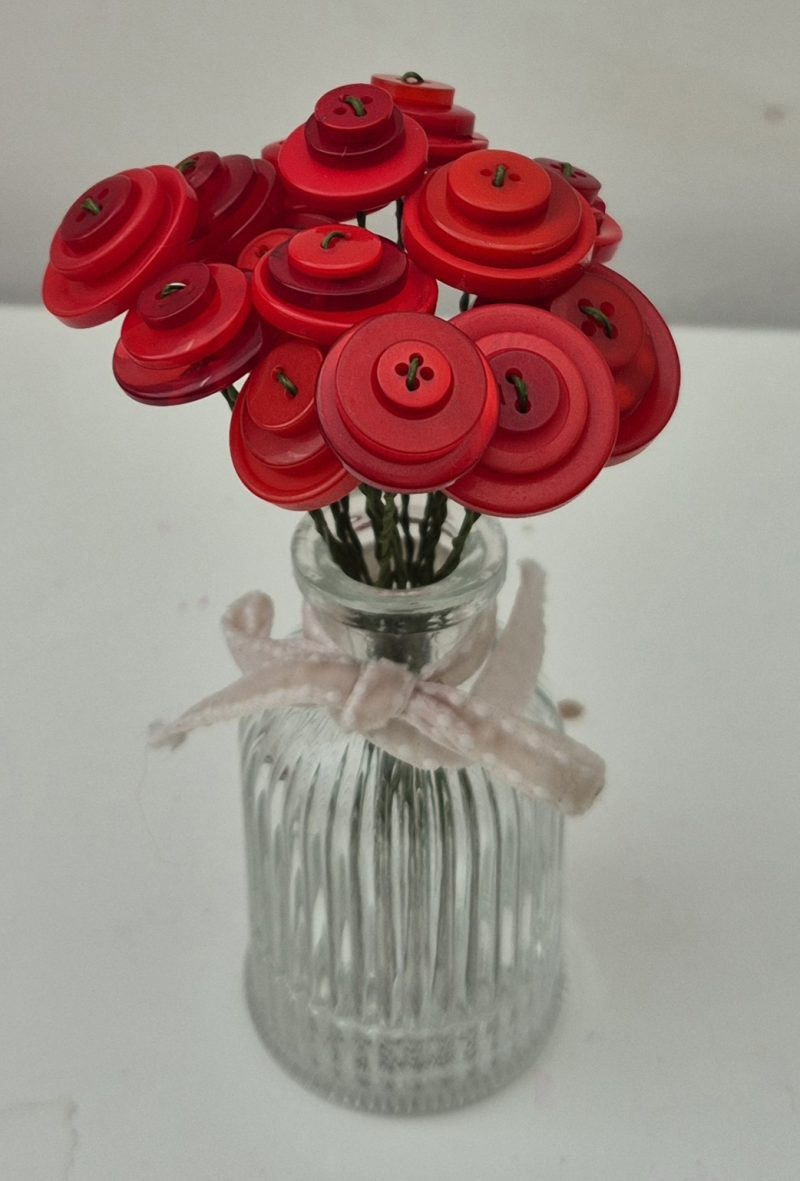 Red button flower arrangement