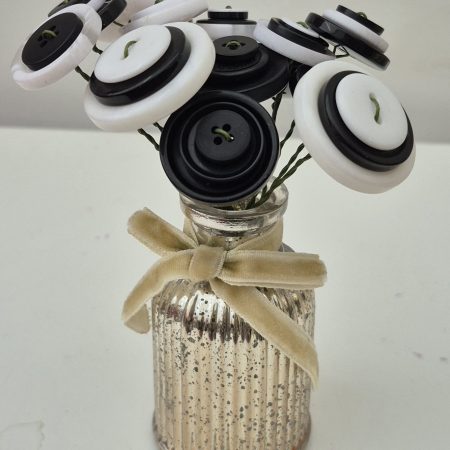 Black and White Button Flower Arrangement