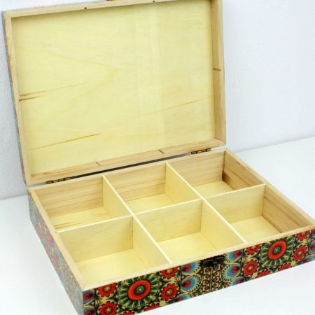Wood handmade keepsake jewellery, memories box, Moroccan, Mandala design, Flexible compartments