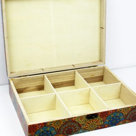 Wood handmade keepsake jewellery, memories box, Moroccan, Mandala style, Flexible compartments