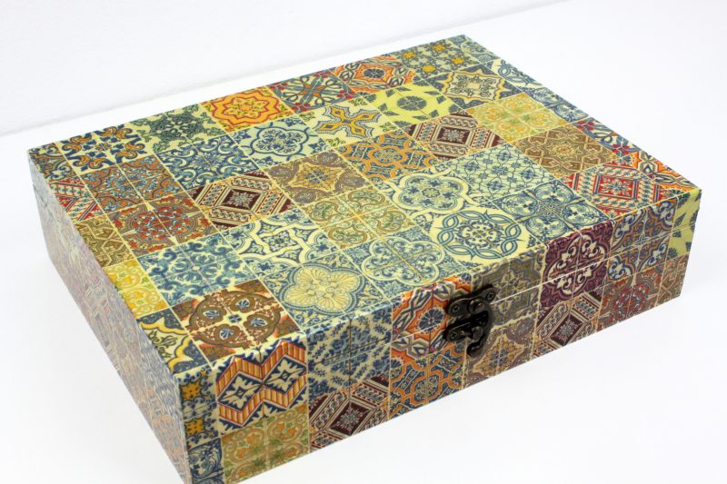 Wood handmade keepsake jewellery, memories box, Moroccan, Mandala style, Flexible compartments