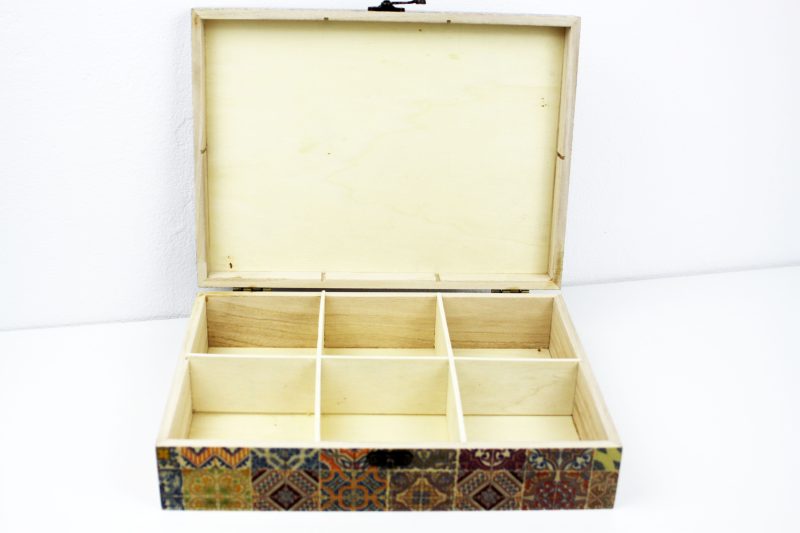 Wood handmade keepsake jewellery, memories box, Moroccan, Mandala style, Flexible compartments