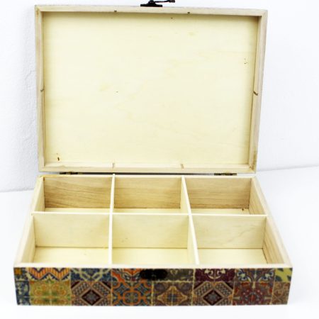 Wood handmade keepsake jewellery, memories box, Moroccan, Mandala style, Flexible compartments