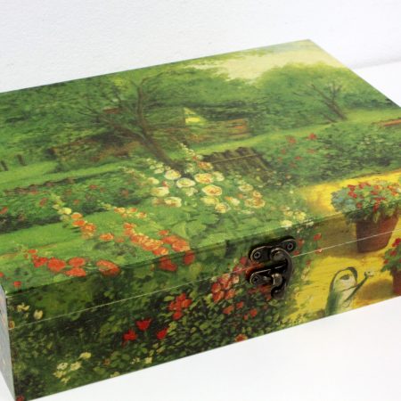 Wood handmade keepsake jewellery, memories box, English Garden, Flowers, Flexible compartments