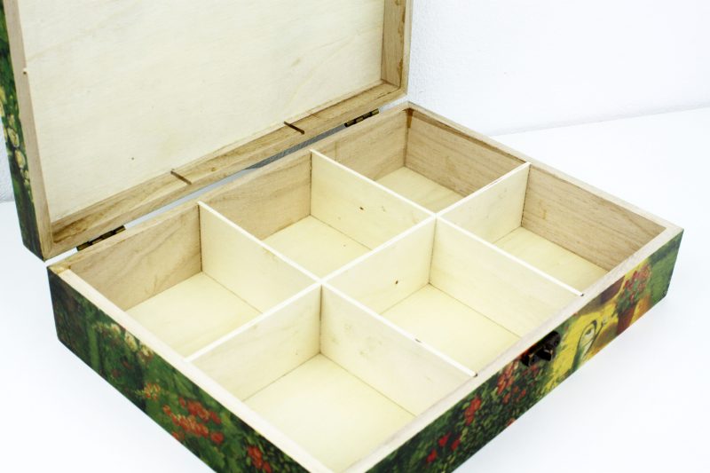Wood handmade keepsake jewellery, memories box, English Garden, Flowers, Flexible compartments
