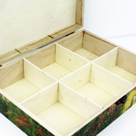 Wood handmade keepsake jewellery, memories box, English Garden, Flowers, Flexible compartments