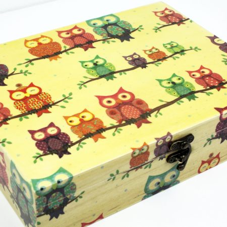 Wood handmade keepsake jewellery, memories box, Owls, Birds, Tree design, Flexible compartments