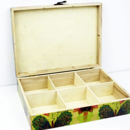 Wood handmade keepsake jewellery, memories box, Flowers, Butterfly design, Flexible compartments