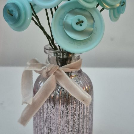 Turquoise Button flower arrangement