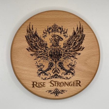 Beautiful Laser Engraved Phoenix on round Beech