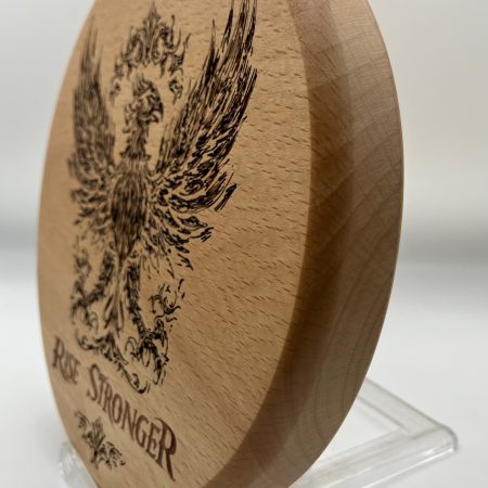 Beautiful Laser Engraved Phoenix on round Beech