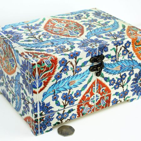 Wood handmade keepsake jewellery, memories, photo box, Flowers design, Lined