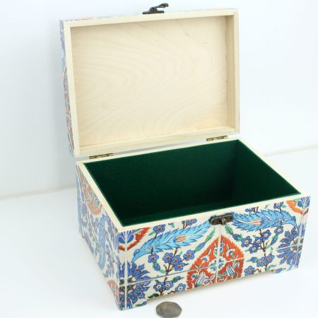 Wood handmade keepsake jewellery, memories, photo box, Flowers design, Lined