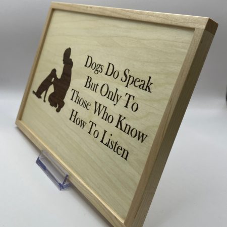 Dog Lover & Dog with words, Engraving on Maple, Wall Hanging