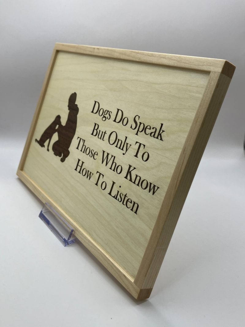 Dog Lover & Dog with words, Engraving on Maple, Wall Hanging