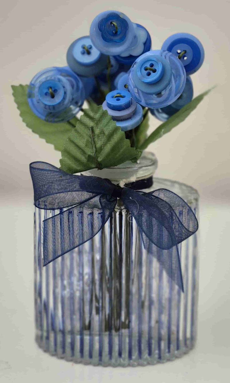 Blue Button flower arrangement