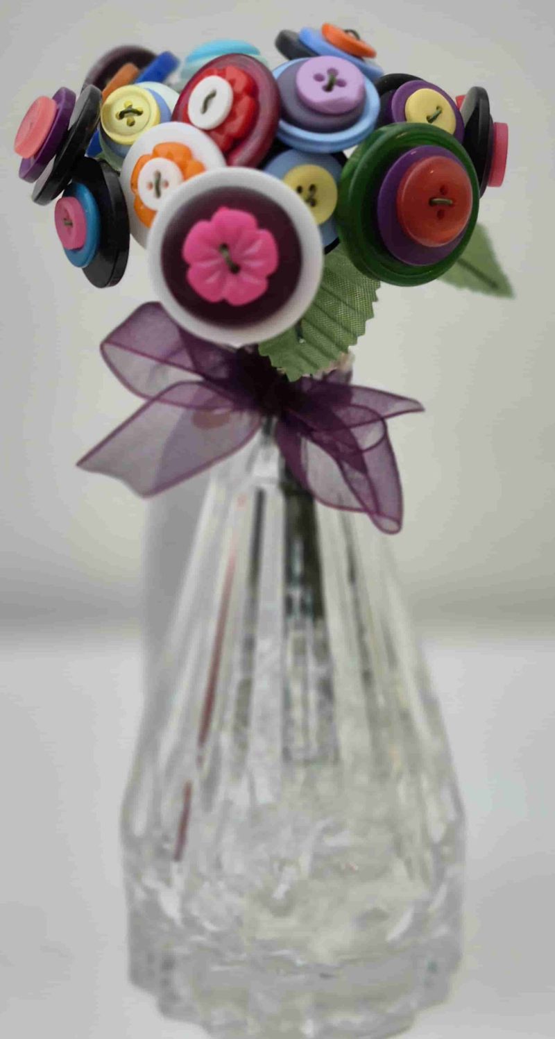 Mixed colour button flower arrangement
