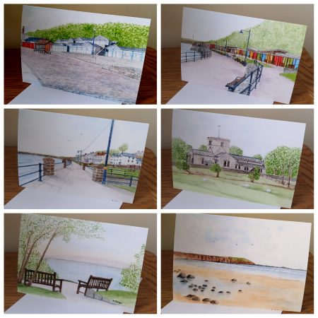 Filey, North Yorks, Yorkshire Coast Pack of 6 Greetings Cards printed from original watercolours.