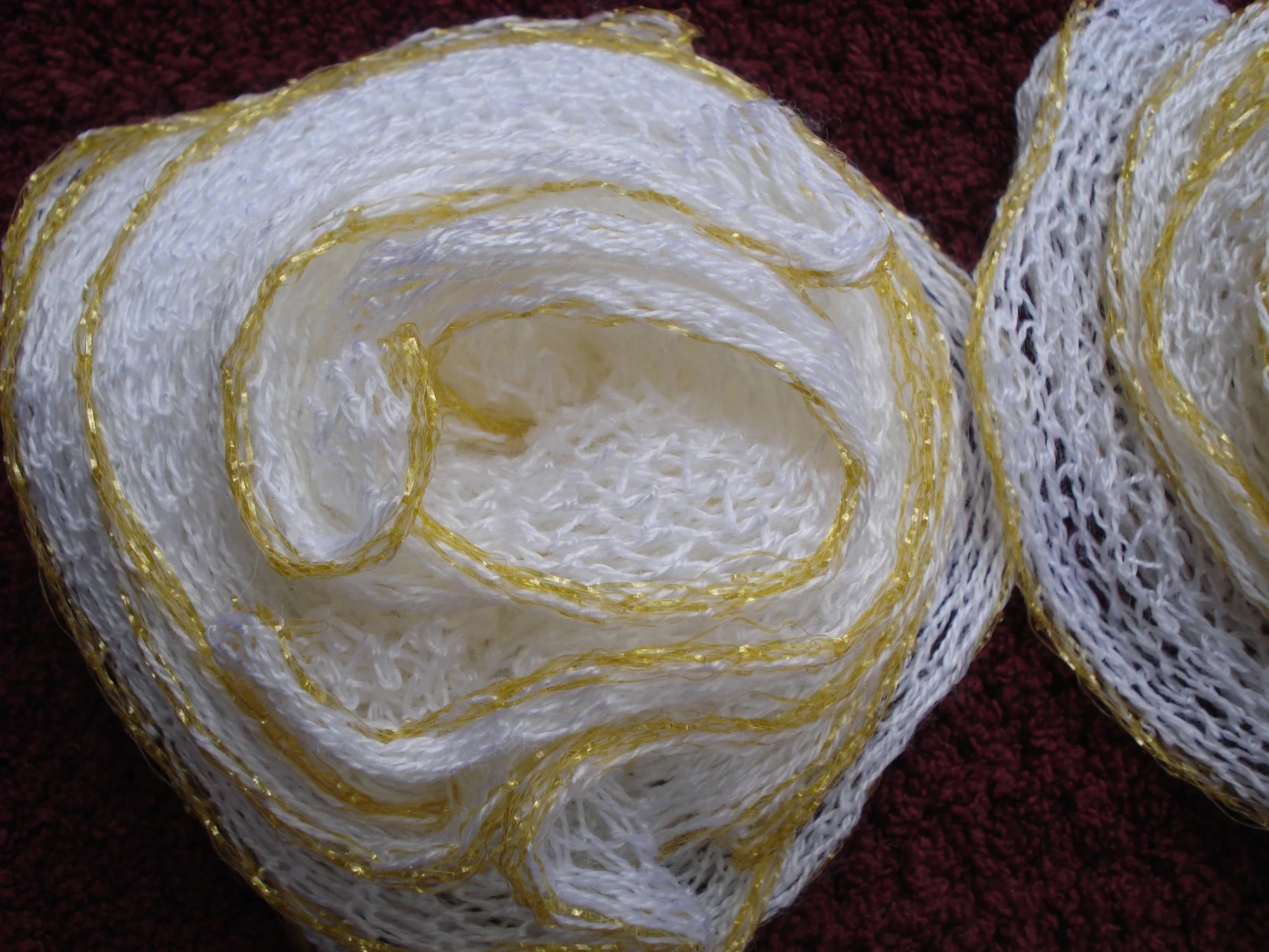 Hand Knitted White And Gold Flowers For Decoration Brooch Hat Coat