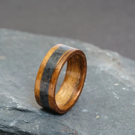 Welsh Slate inlay Handcrafted Bentwood Ring For Him or Her