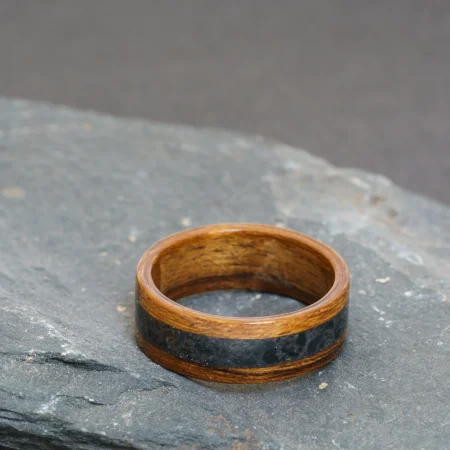 Welsh Slate inlay Handcrafted Bentwood Ring For Him or Her