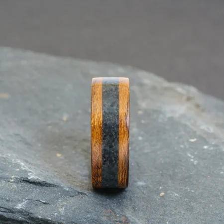 Welsh Slate inlay Handcrafted Bentwood Ring For Him or Her