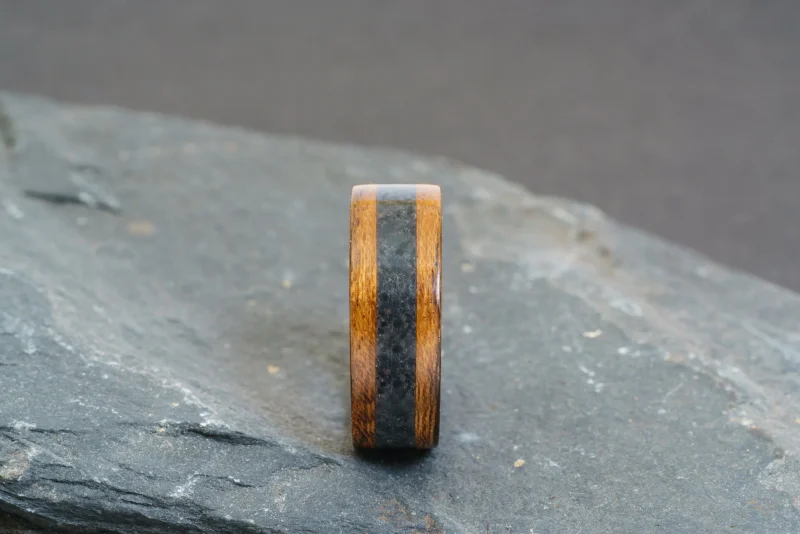Welsh Slate inlay Handcrafted Bentwood Ring For Him or Her