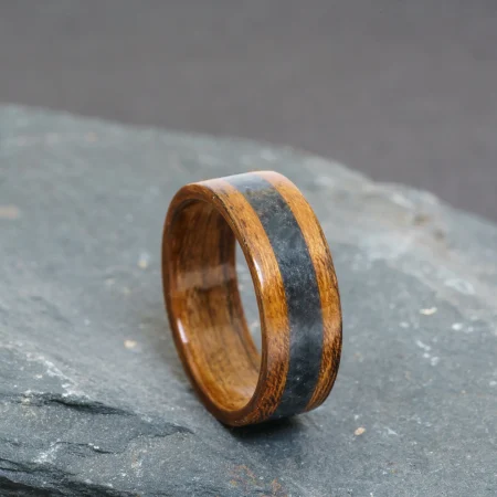 Welsh Slate inlay Handcrafted Bentwood Ring For Him or Her