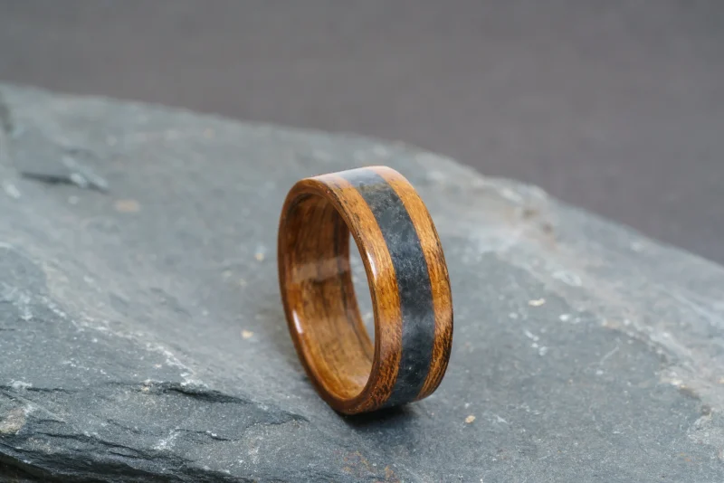 Welsh Slate inlay Handcrafted Bentwood Ring For Him or Her